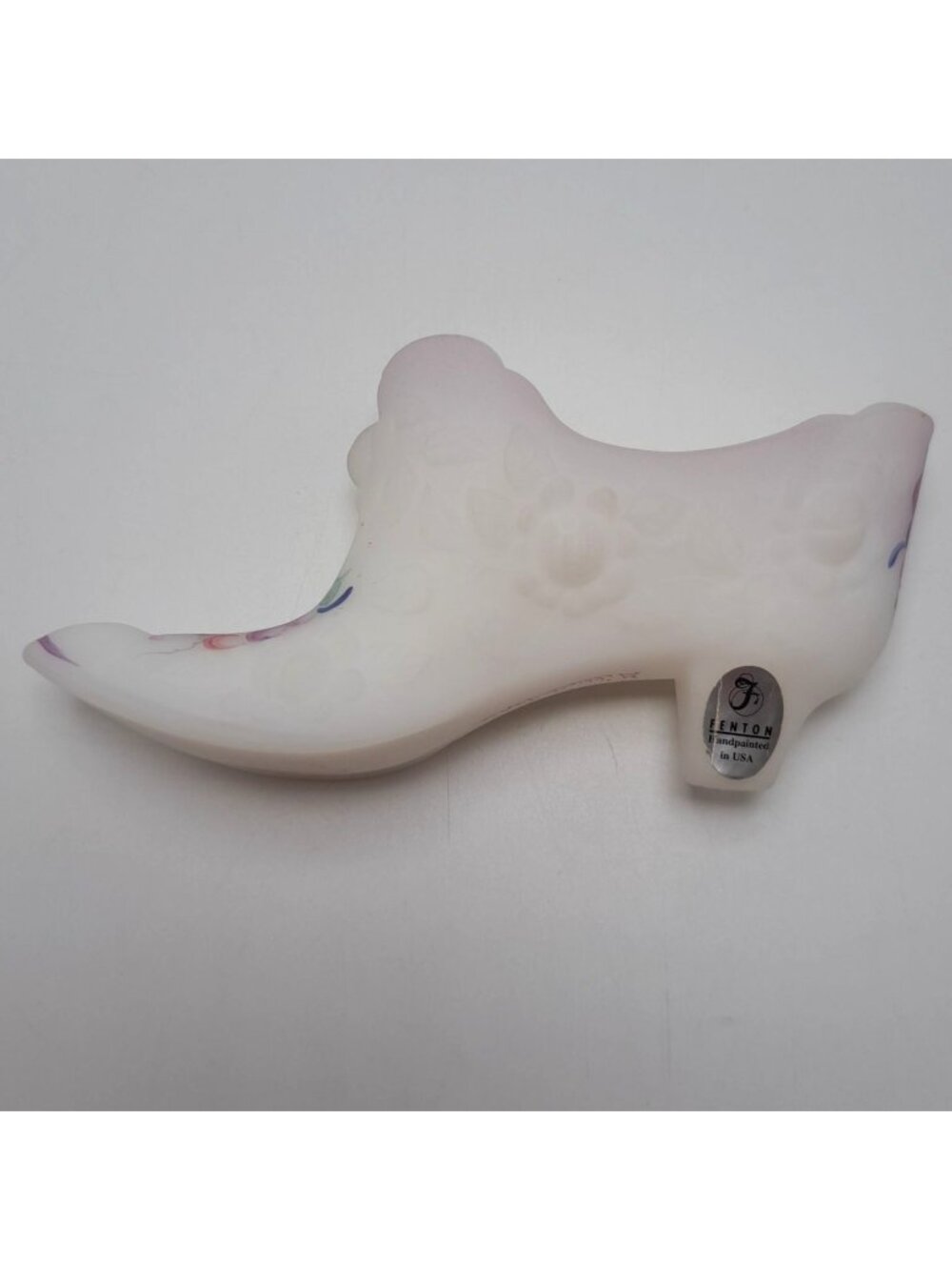 Fenton Art Glass Hand-Painted Victorian Style Shoe Figurine By Gilberto Tapia